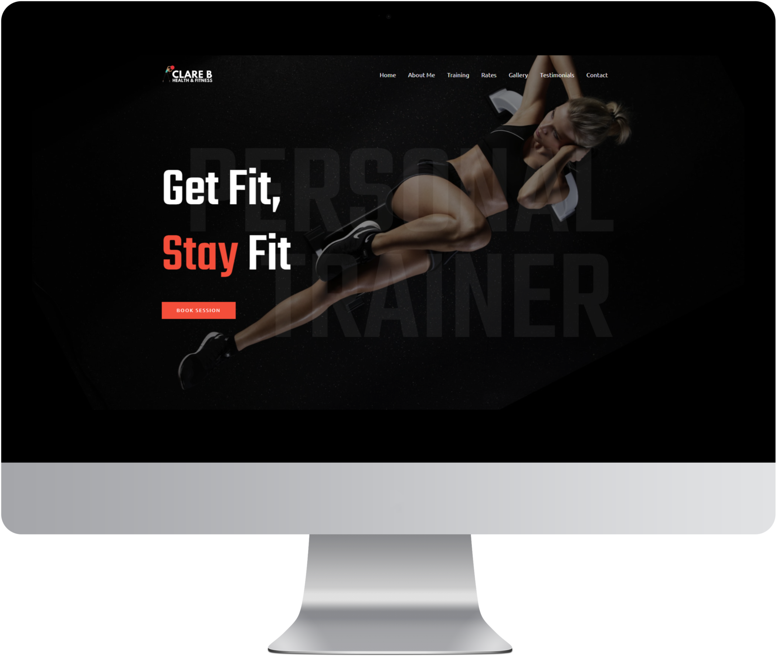 mockup of the clare b health and fitness website on a desktop